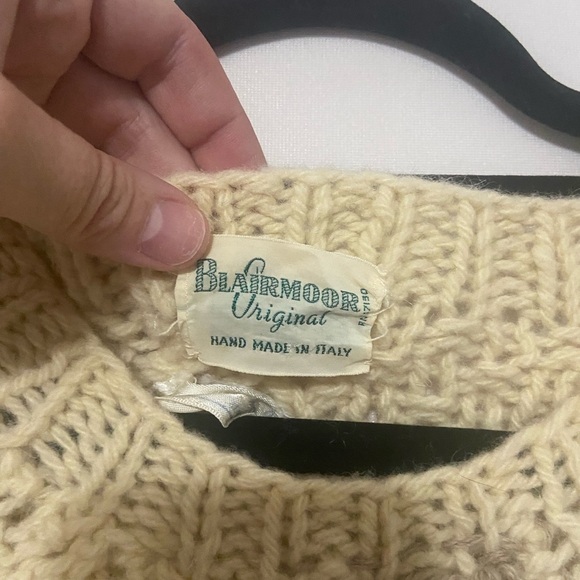 Blairmoor Original Italian vintage cream chunky cable knit sweater L - Picture 5 of 7